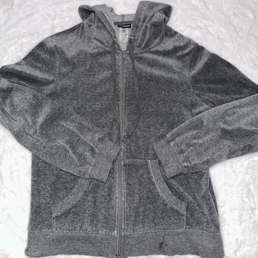 Velvet Gray Zip-Up Hoodie